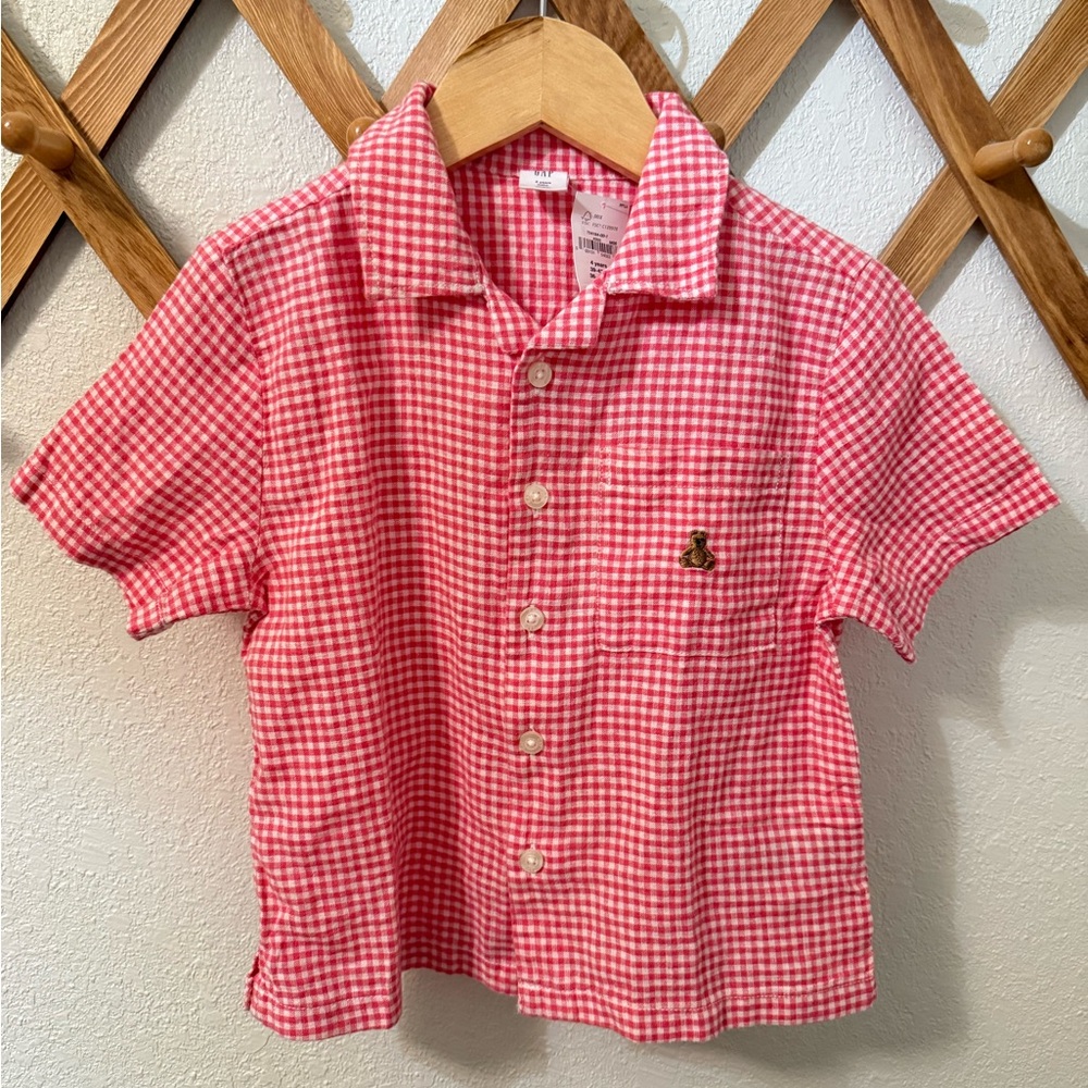 GAP Red Checkered Kids Button Down Shirt